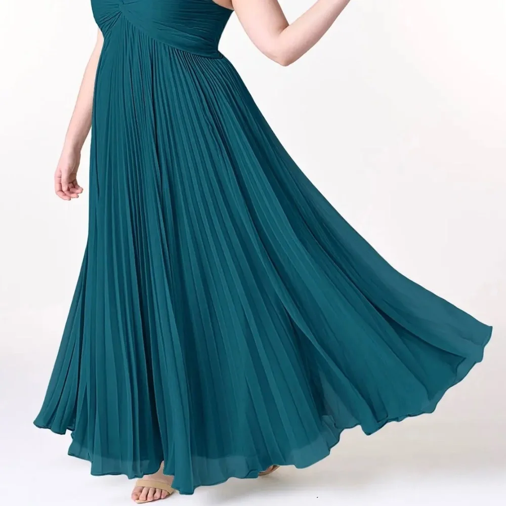 NWT - AZAZIE Raychelle Sz A18 Ink Blue Chiffon Bridesmaid Dress - Picture 2 of 15